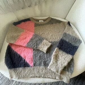 Colorblock boutique fuzzy Women's Sweater